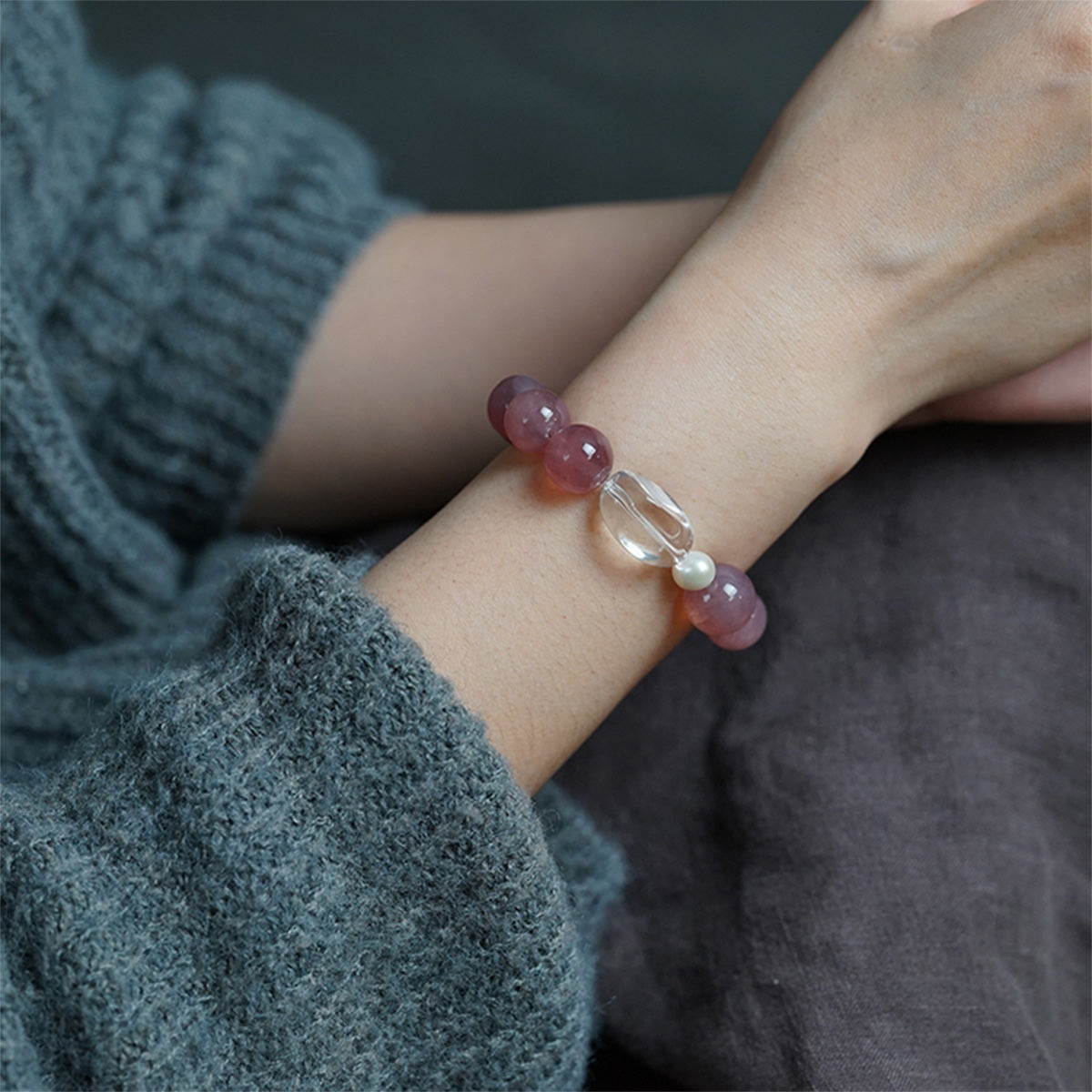 Rose Quartz and Amethyst Emotional Energy Bracelet