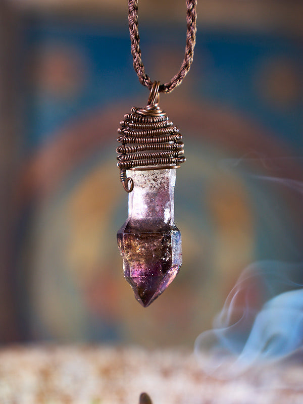 Copper Capped Amethyst Point Pendant Necklace