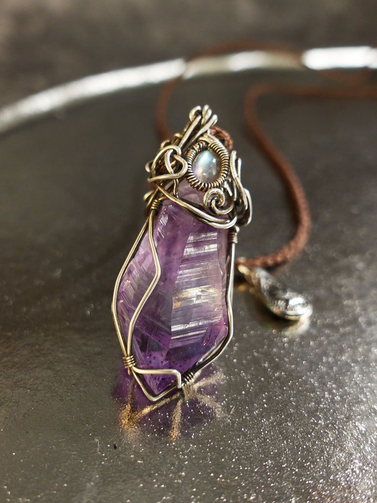 Peace Energy Amethyst Silver Necklace
