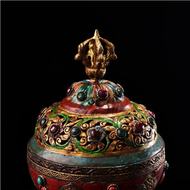 吉祥八宝熏香炉——纯铜镶嵌宝石彩绘 puretibetan