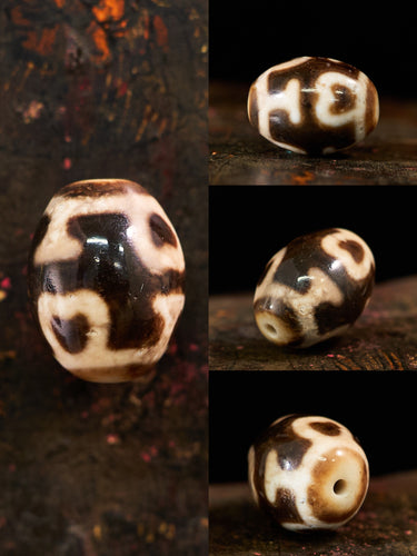 Serene Lotus Guardian Shale Darlo Agate Dzi Bead