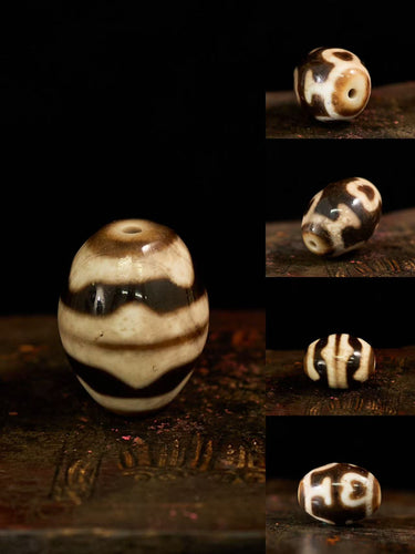 Serene Lotus Guardian Shale Darlo Agate Dzi Bead