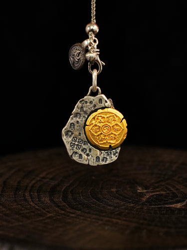 Blessing Radiance Gemstone Buddha Hand Silver Pendant