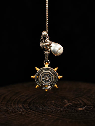 Ethereal Harmony Gemstone Mandala Silver Pendant