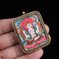 Chaturbhuja Lokeshvara Tibetan Thangka Pendant with Nine Square Diagram Shell puretibetan