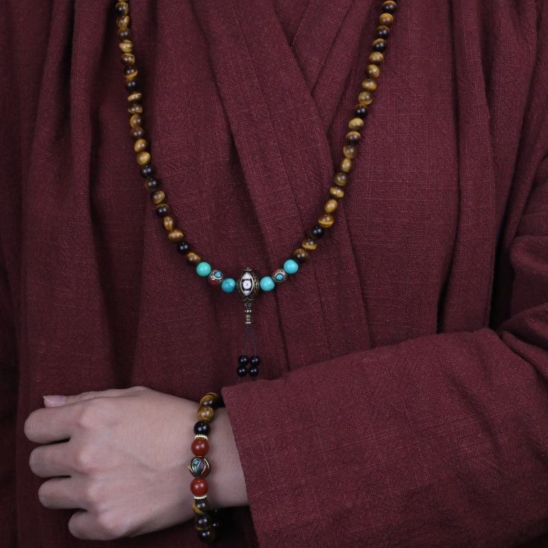 Tiger-eye Protection Bracelet & Tiger-eye Courage Mala puretibetan