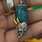 Strength Guardian Skull Turquoise 24K Gold Sterling Silver Pendant