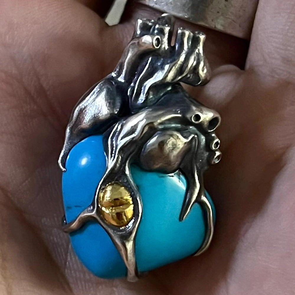 Strength's Pulse Turquoise 24K Gold Sterling Silver Pendant