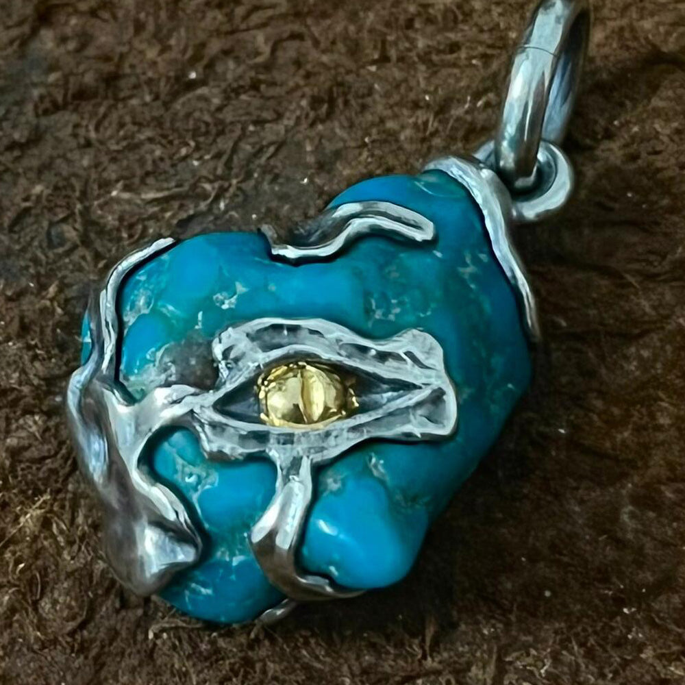 Strength's Pulse Turquoise 24K Gold Sterling Silver Pendant