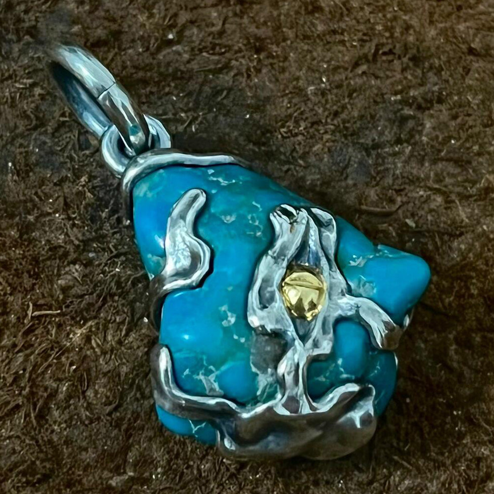 Strength's Pulse Turquoise 24K Gold Sterling Silver Pendant