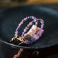 Hand Bracelet with Amethyst Agate and Brass