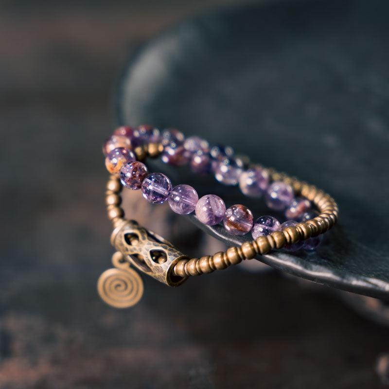 Sacred Balance Amethyst Ghost Bracelet with Brass