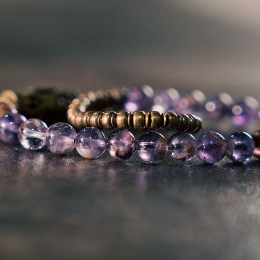 Sacred Balance Amethyst Ghost Bracelet with Brass