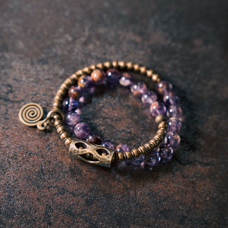 Sacred Balance Amethyst Ghost Bracelet with Brass