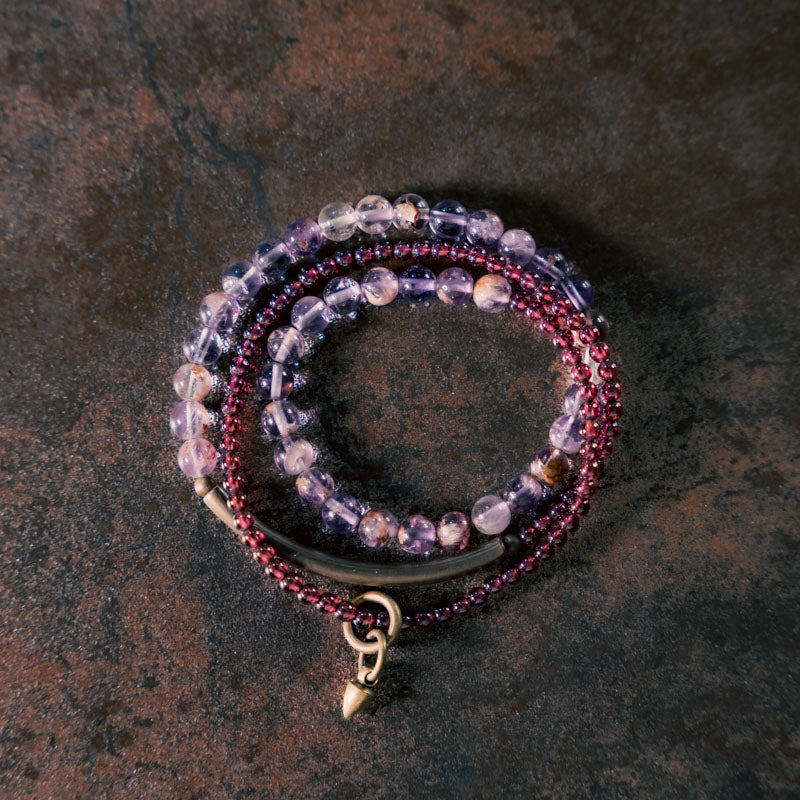 Spiritual Harmony Amethyst Ghost and Garnet Bracelet with Copper