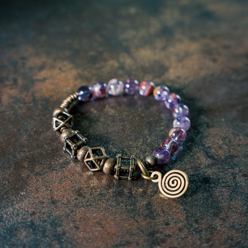 Amethyst Ghost Bracelet with Brass Accents