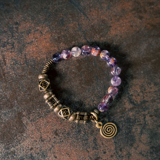 Amethyst Ghost Bracelet with Brass Accents