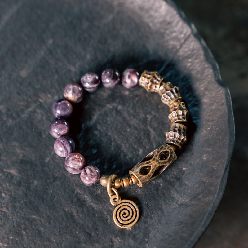 Amethyst Mica Spirit Bracelet with Brass and Copper Accents