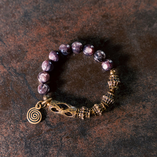 Amethyst Mica Spirit Bracelet with Brass and Copper Accents