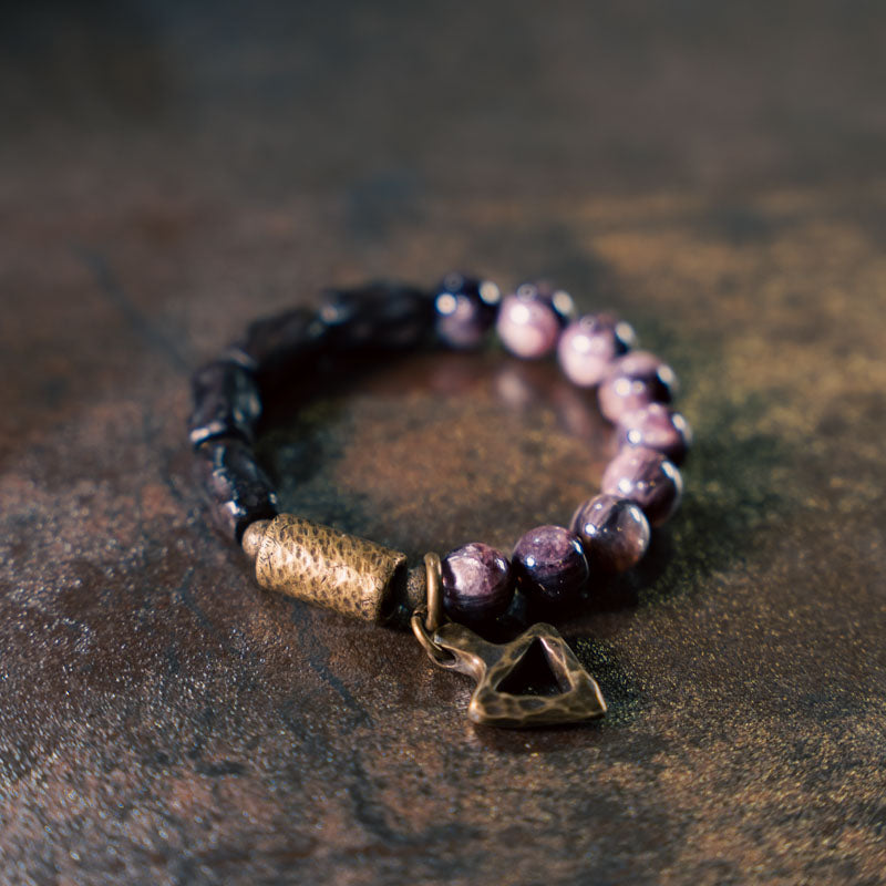 Amethyst Mica Spirit Bracelet with Brass and Sandalwood