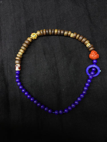 【Unique Item】 Lapis lazuli, agarwood, red coral, double-circle bracelet