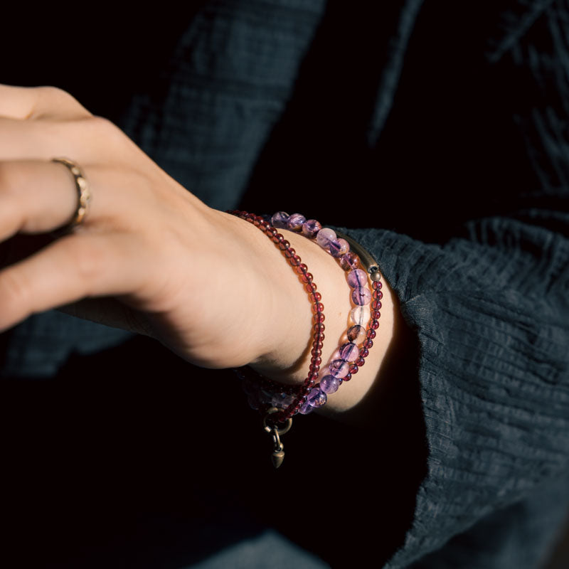 Spiritual Harmony Amethyst Ghost and Garnet Bracelet with Copper