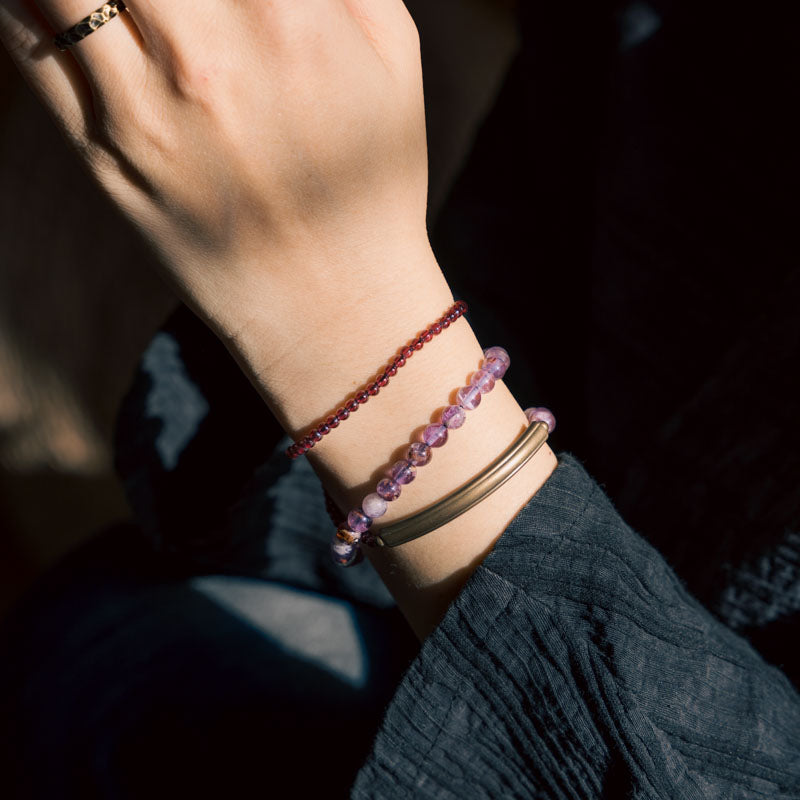 Spiritual Harmony Amethyst Ghost and Garnet Bracelet with Copper