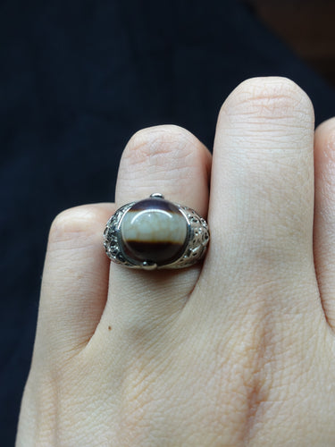 【Unique Item】 Rotatable Harmony Interpersonal Relationships one-line  Dzi bead Ring