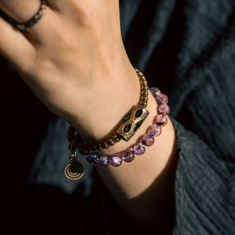 Sacred Balance Amethyst Ghost Bracelet with Brass