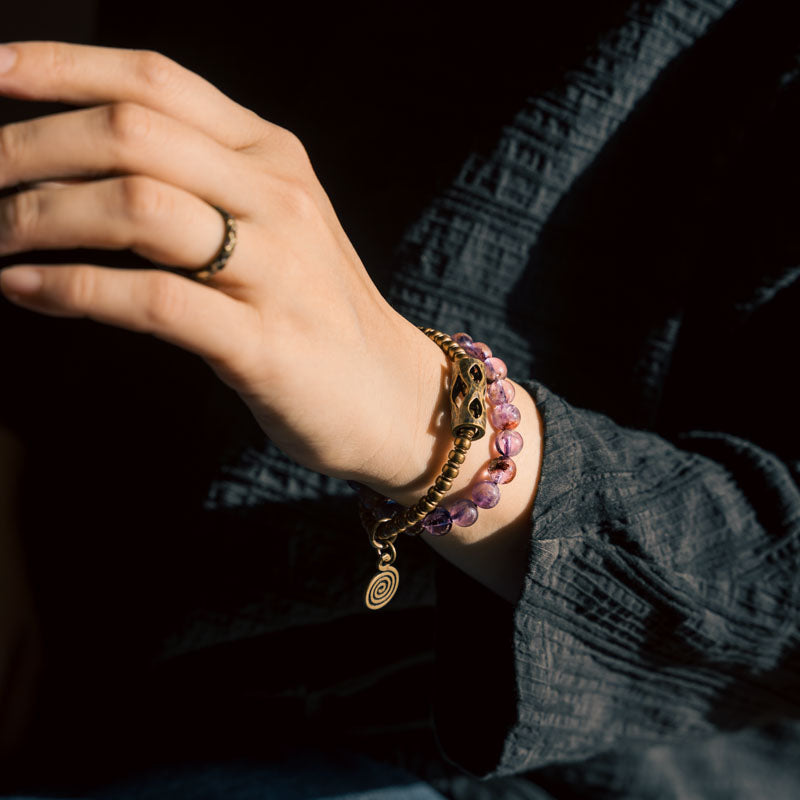 Sacred Balance Amethyst Ghost Bracelet with Brass