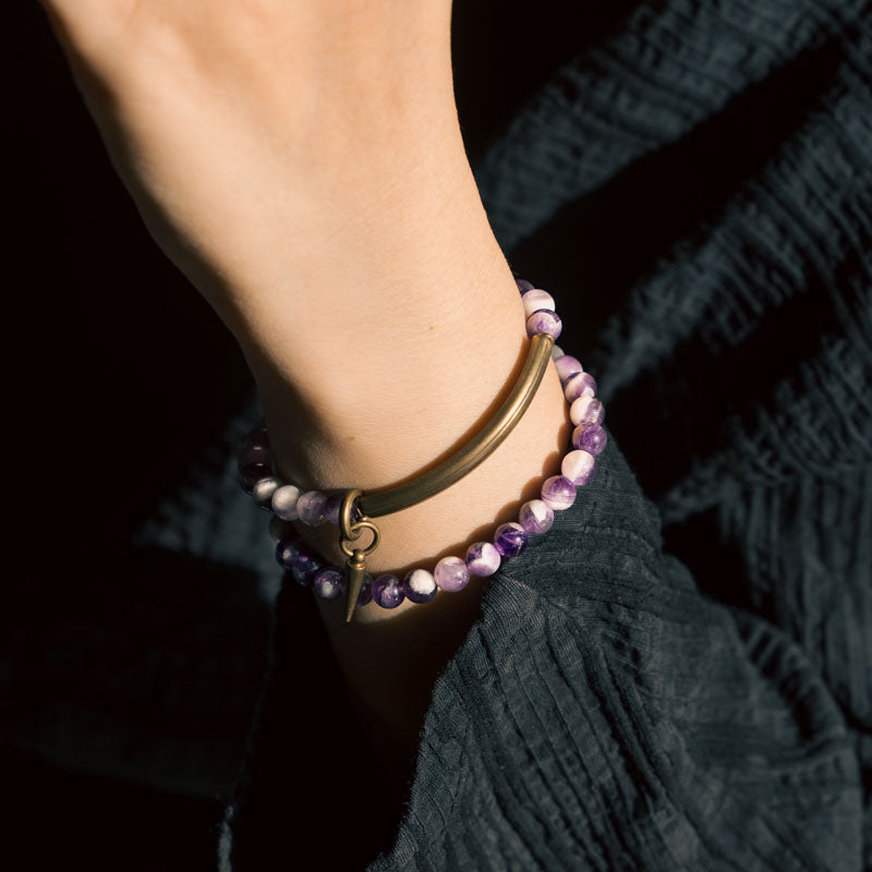 Celestial Serenity Amethyst Bracelet with Brass