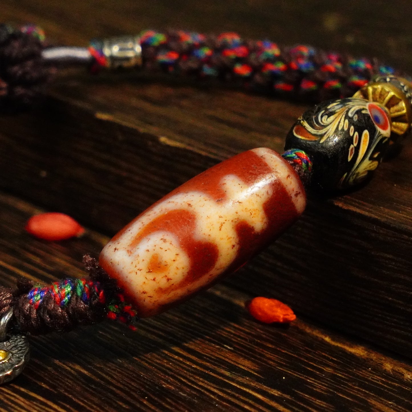 Aquarius Dzi Beads Tibetan Millennium Dzi Beads Agate DIY hand-designed braided rope original Chinese style four-strand braided hand rope