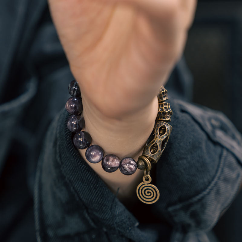 Amethyst Mica Spirit Bracelet with Brass and Copper Accents