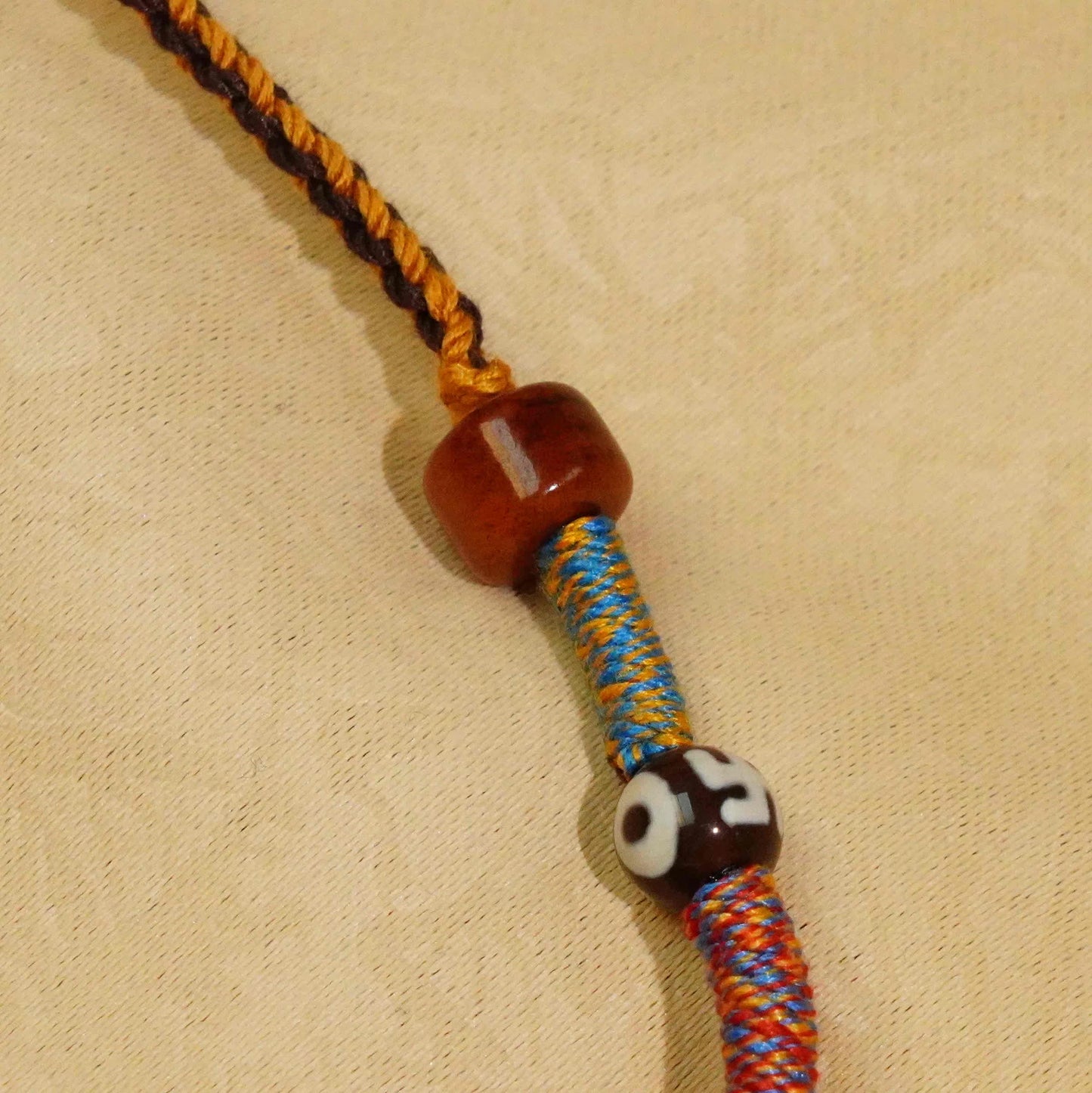 Nine Eyes Dzi Beads - Tibetan Millennium Dzi Beads - Handmade Rope