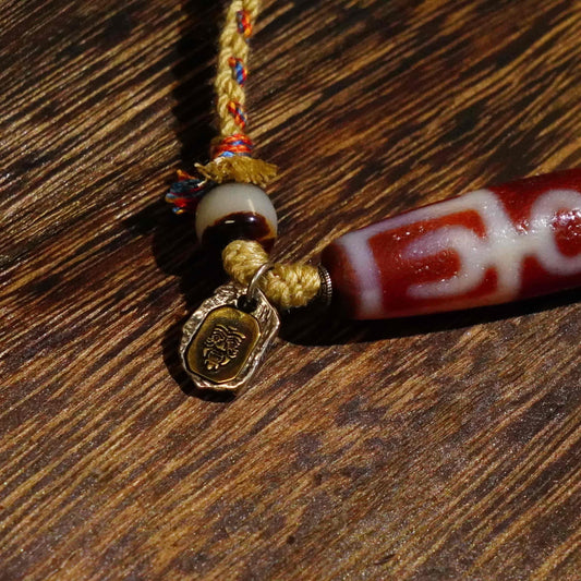 Guru Rinpoche's Three Eyes Dzi Beads - Tibetan Millennium Dzi Beads - Handmade Rope