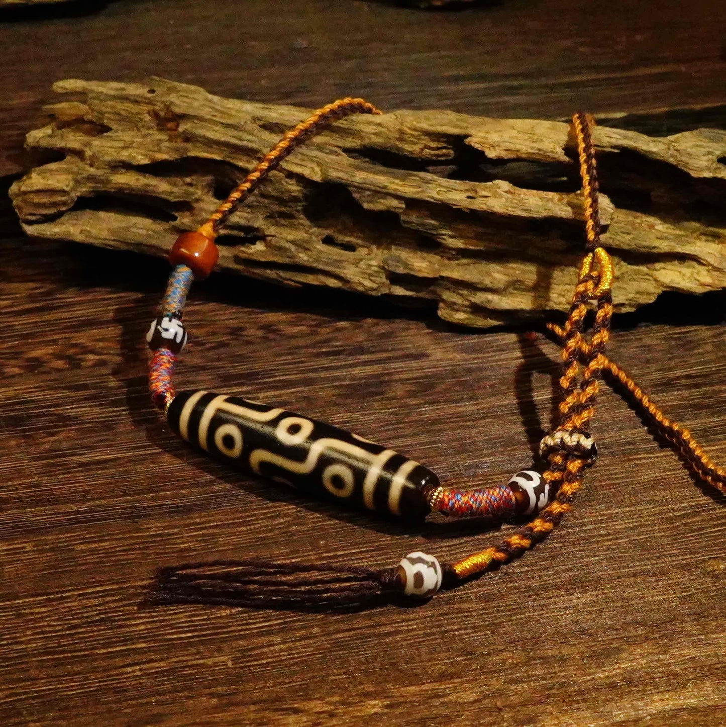 Nine Eyes Dzi Beads - Tibetan Millennium Dzi Beads - Handmade Rope