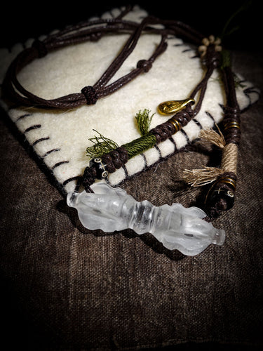Clear Quartz Four-Pronged Vajra | Tibetan Protective Pendant