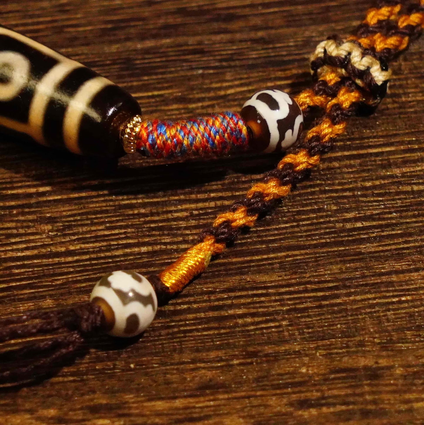 Nine Eyes Dzi Beads - Tibetan Millennium Dzi Beads - Handmade Rope