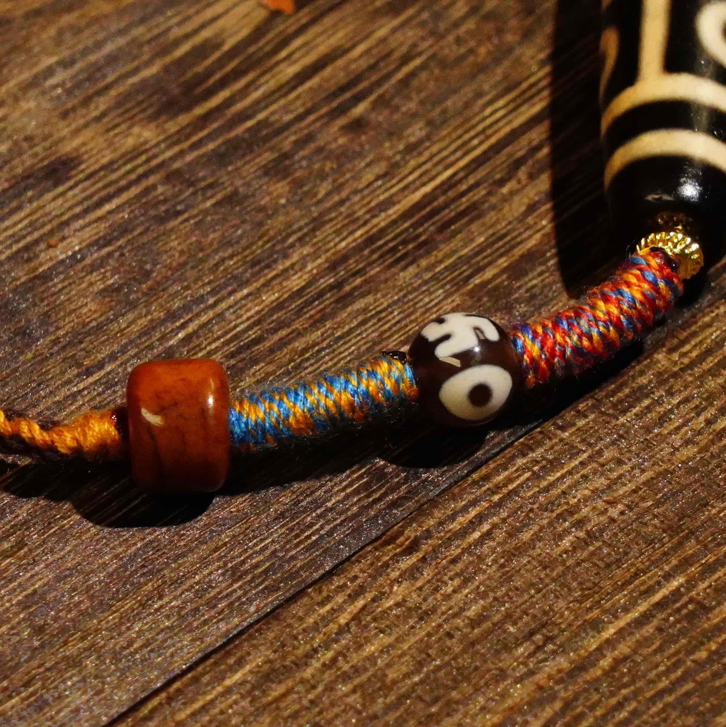 Nine Eyes Dzi Beads - Tibetan Millennium Dzi Beads - Handmade Rope