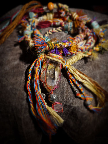 Tibetan Quartz & Clear Quartz Handwoven Necklace