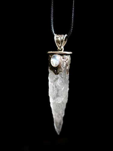 Clear Quartz & Moonstone Sterling Silver Healing Pendant