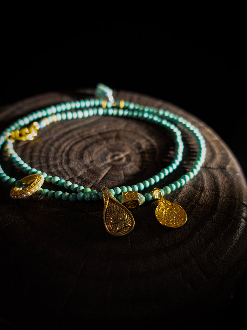 Sky Minerals Healing through Stillness Turquoise Gold Necklace