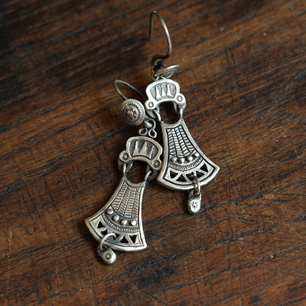 Tibetan Sterling Silver Fortune Energy Earrings