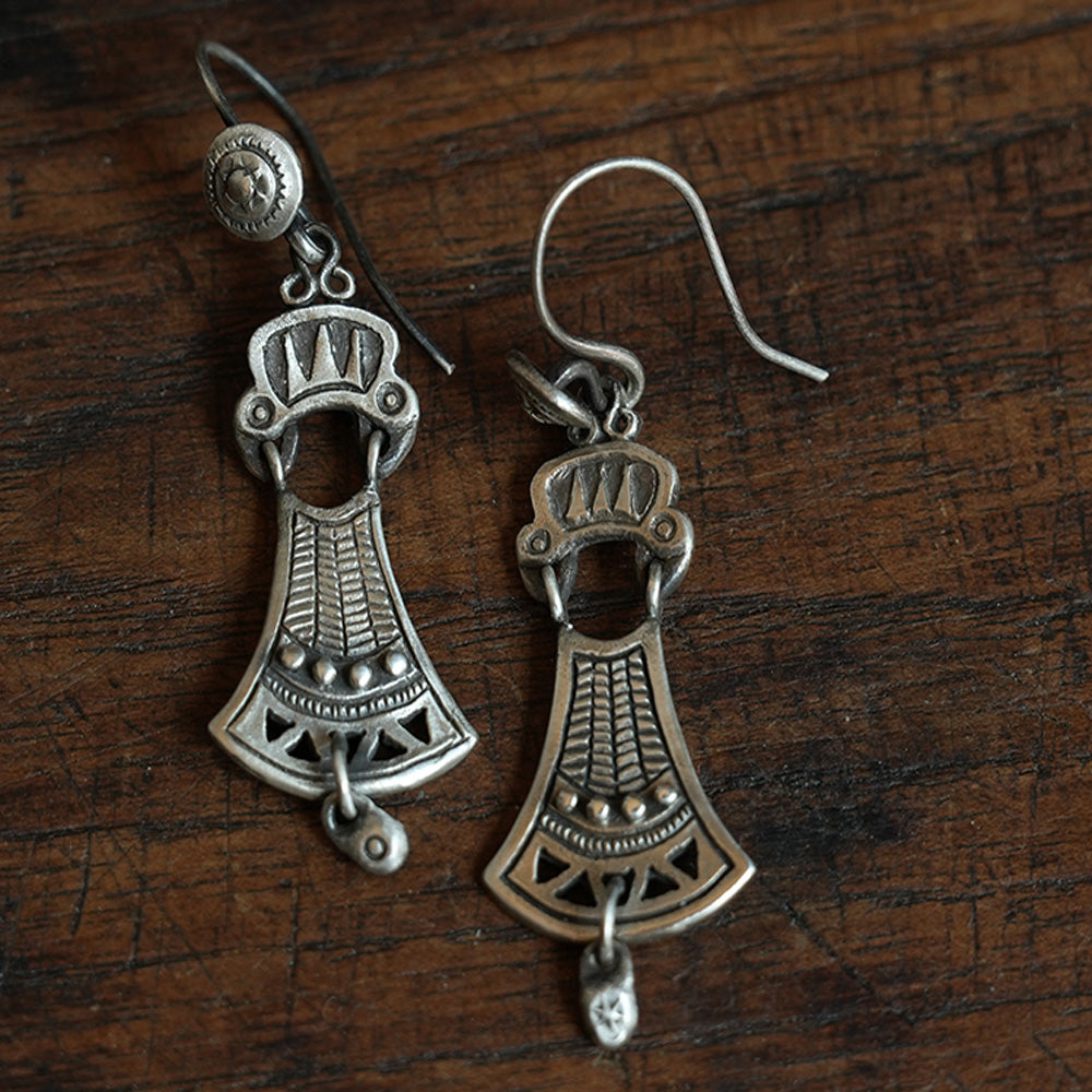 Tibetan Sterling Silver Fortune Energy Earrings