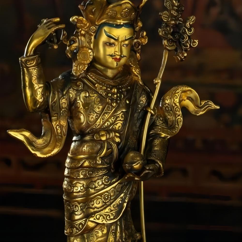 Qing Dynasty Padmasambhava Yellow Lima Bronze Tibetan Antique Buddha Statue Form Nyingma Ri Rang Monastery