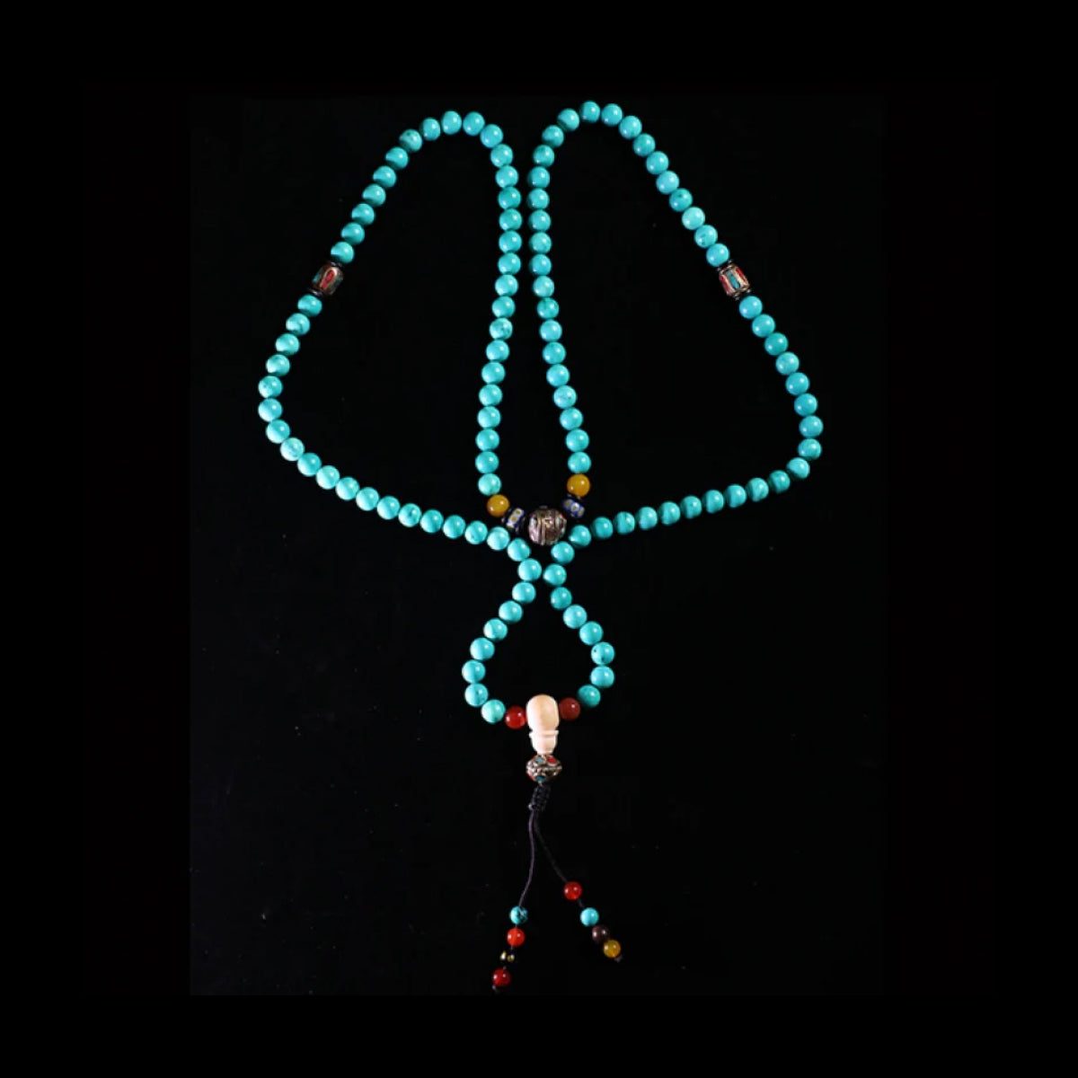 Robust Wealth Sturdy Turquoise 108 Mala Beads Necklace