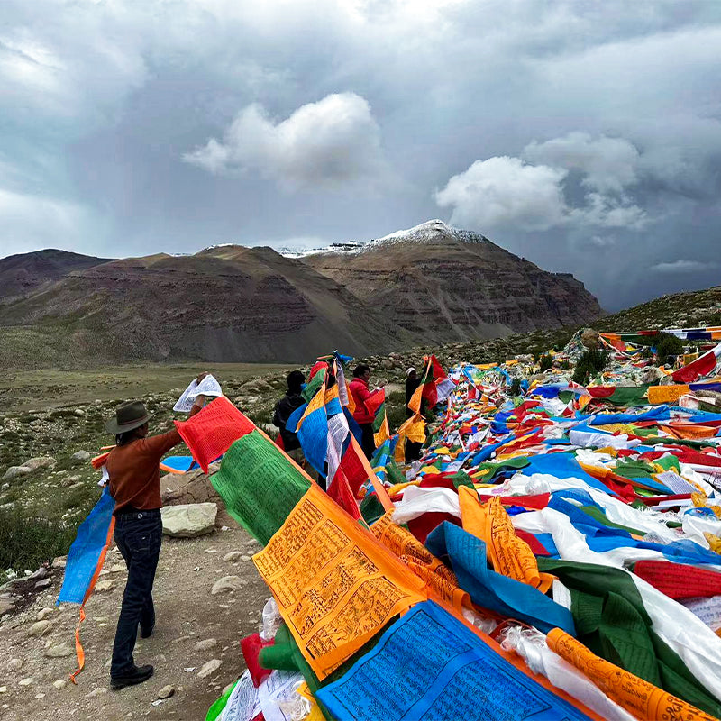 Hang the prayer flags for you in Northern Tibet grasslands puretibetan