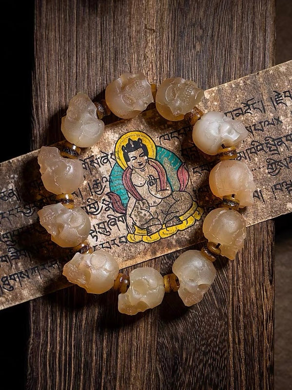 Citipati Skull Goat Horn Protection Bracelet