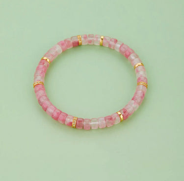 Inner Strength & Harmony Bracelet | Rose Quartz & Gold-Plated Silver Material