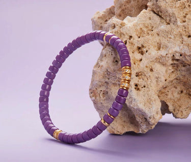 Spiritual Awakening & Energy Shield Bracelet | Purple Mica & Gold-Plated Silver Gemstone Design